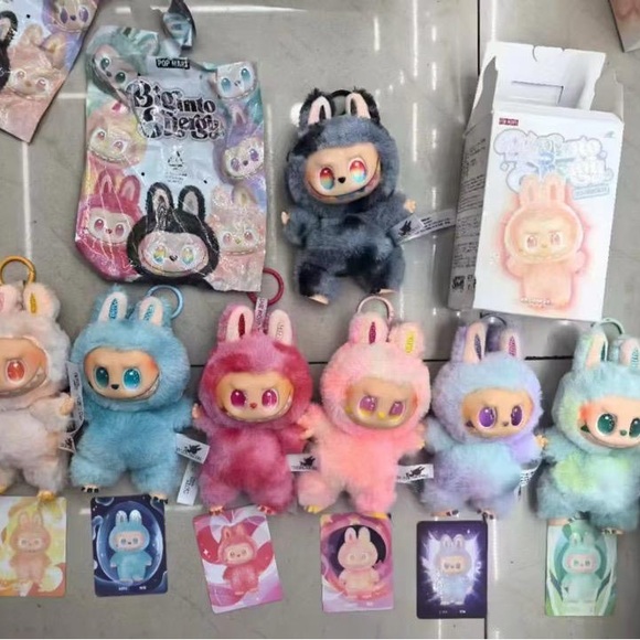 Cute Plush Bunny Keychains 6 pc